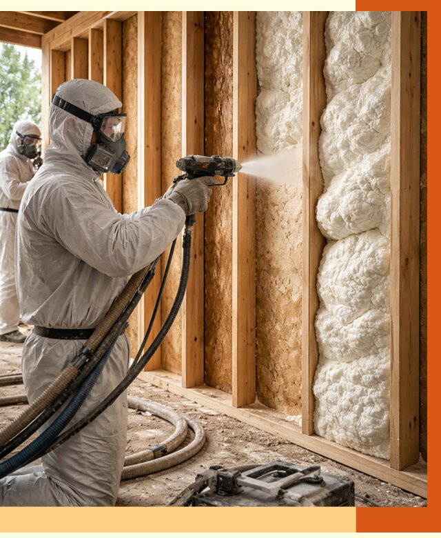 Утепление каркасного дома ППУ в Фрязино от 2908 руб./м2 — работа под ключ | ТепломастерФрз