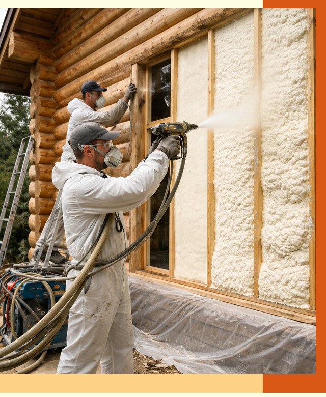 Утепление деревянного дома ППУ в Фрязино от 4362 руб/м2 | ТепломастерФрз — под ключ