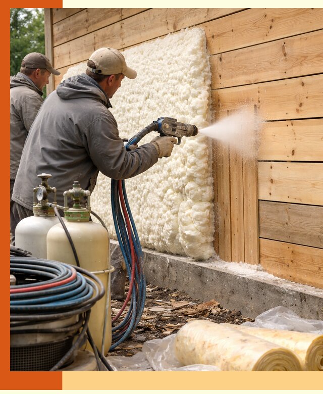 Утепление деревянного дома пенополиуретаном в Фрязино