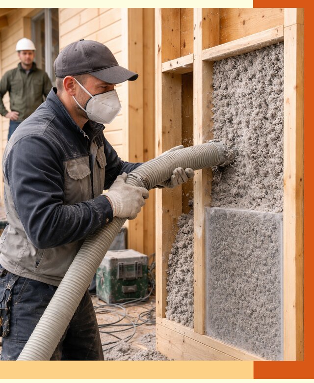 Утепление дома из бруса эковатой в Фрязино от 1921 руб/м2 | ТепломастерФрз