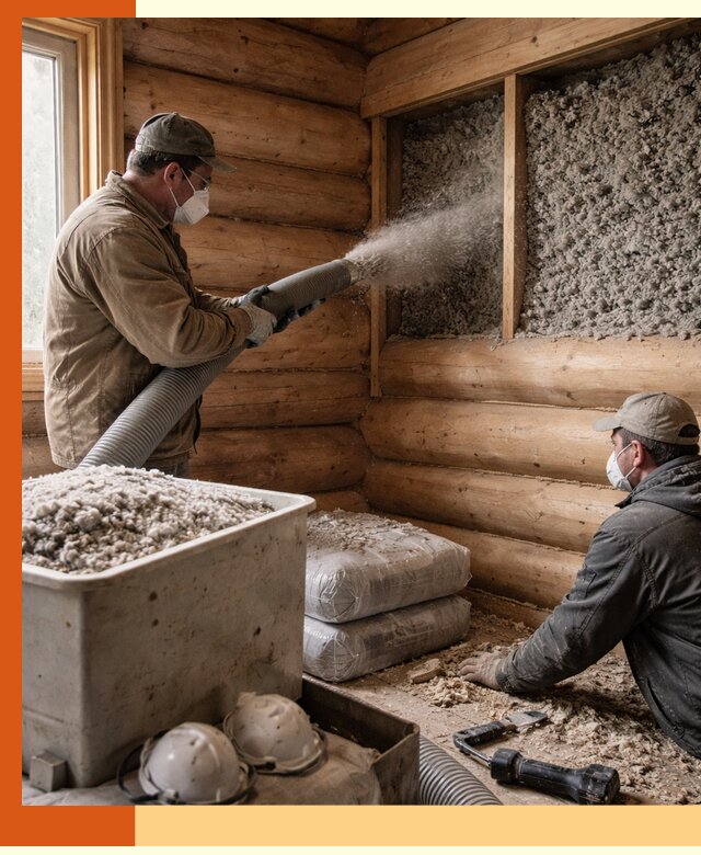 Утепление дома из бруса эковатой в Фрязино