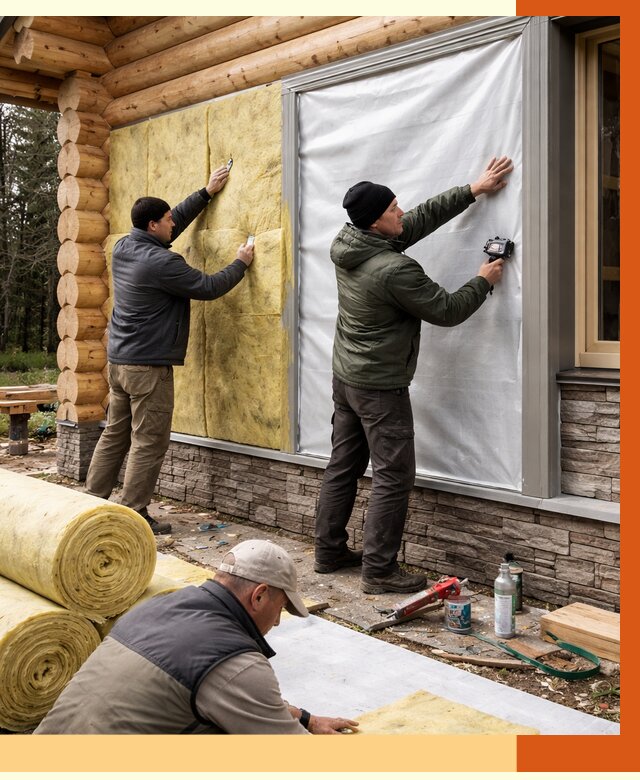 Утепление бревенчатого дома в Фрязино от 7945 руб/м2 — заказать под ключ | ТепломастерФрз