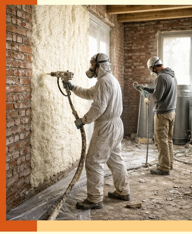 Утепление кирпичного дома пенополиуретаном в Фрязино