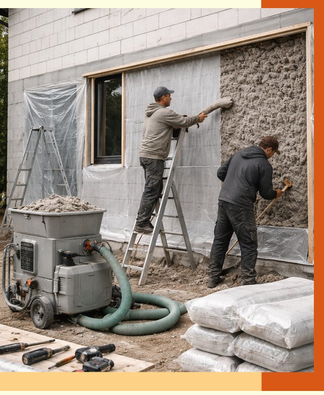 Утепление дома из газобетона эковатой в Фрязино от 4673 руб./м2 | ТепломастерФрз