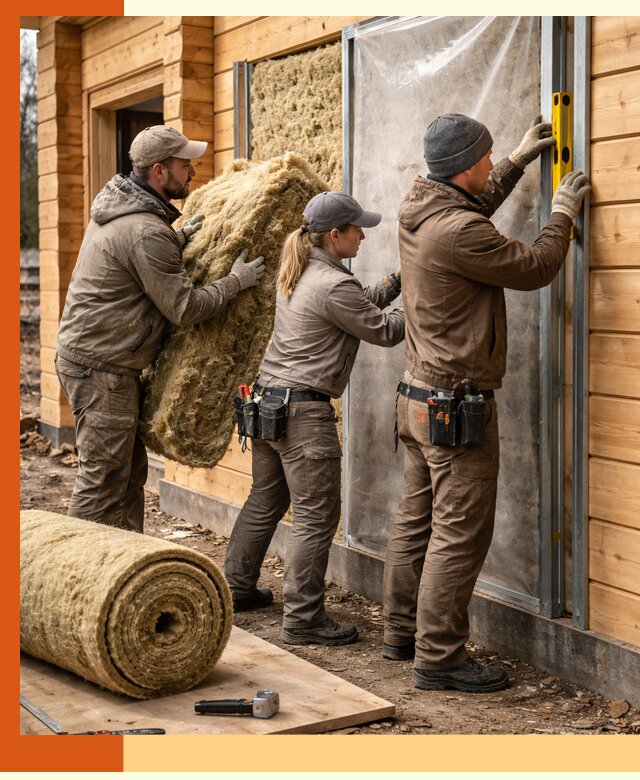 Утепление дома из двойного бруса в Фрязино качественно и надёжно