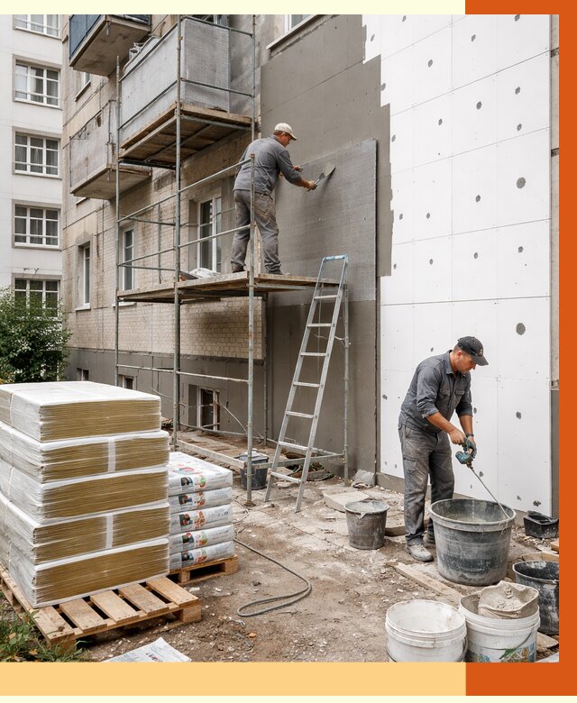 Утепление квартиры снаружи в Фрязино от 6387 руб/м2 под ключ | ТепломастерФрз