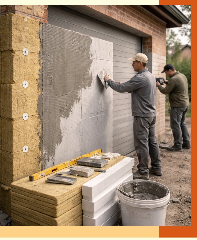Утепление гаража снаружи в Фрязино от 4362 руб. за м2 — наружное утепление под ключ | ТепломастерФрз