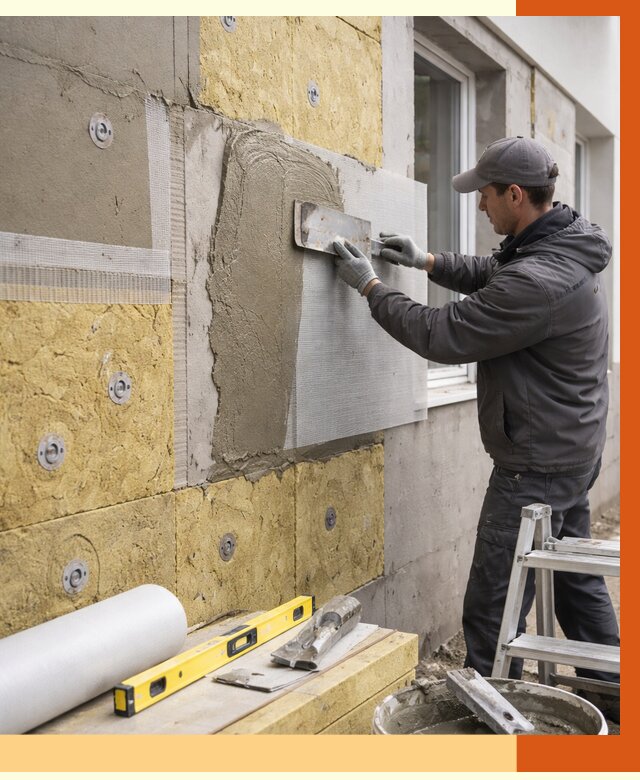 Утепление фасада под штукатурку в Фрязино от 4362 руб/м2 — монтаж пенопластом и минватой | ТепломастерФрз