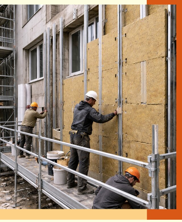 Утепление вентилируемого фасада в Фрязино от 5816 руб/м2 — монтаж и утепление вентфасад | ТепломастерФрз