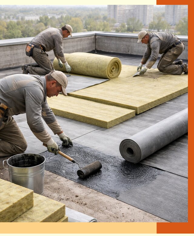 Утепление плоской крыши в Фрязино от 7477 руб./м2 под ключ | ТепломастерФрз