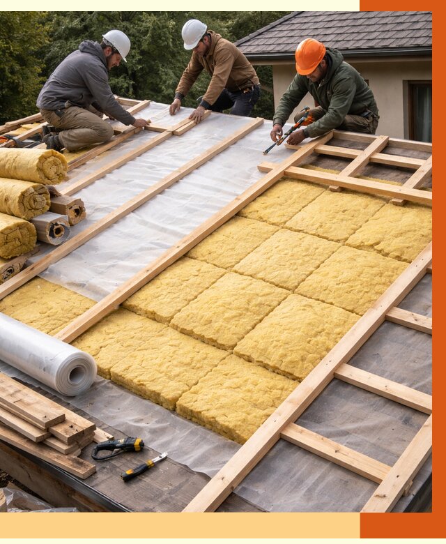 Утепление скатной крыши в Фрязино от 1298 руб./м2 под ключ | ТепломастерФрз