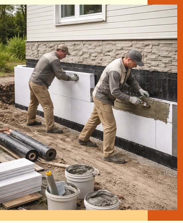 Утепление фундамента снаружи в Фрязино от 4362 руб. за м² | ТепломастерФрз