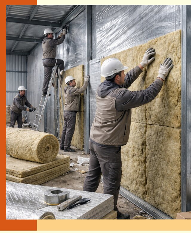 Утепление металлического склада в Фрязино: теплоизоляция и герметизация