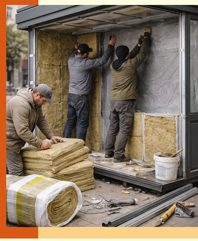 Утепление павильона шаурмы под ключ в Фрязино