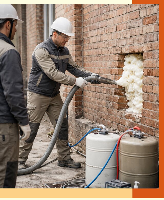 Заливка ППУ в пустоты кирпичной стены в Фрязино от 2856 руб. | ТепломастерФрз