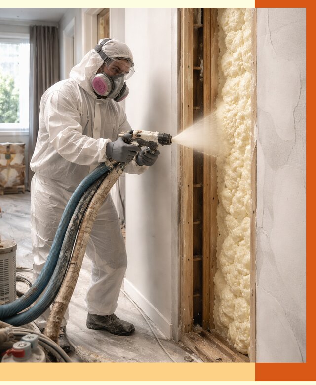 Межстеновое утепление ППУ в Фрязино от 2856 руб/м2 — межстенное утепление под ключ | ТепломастерФрз