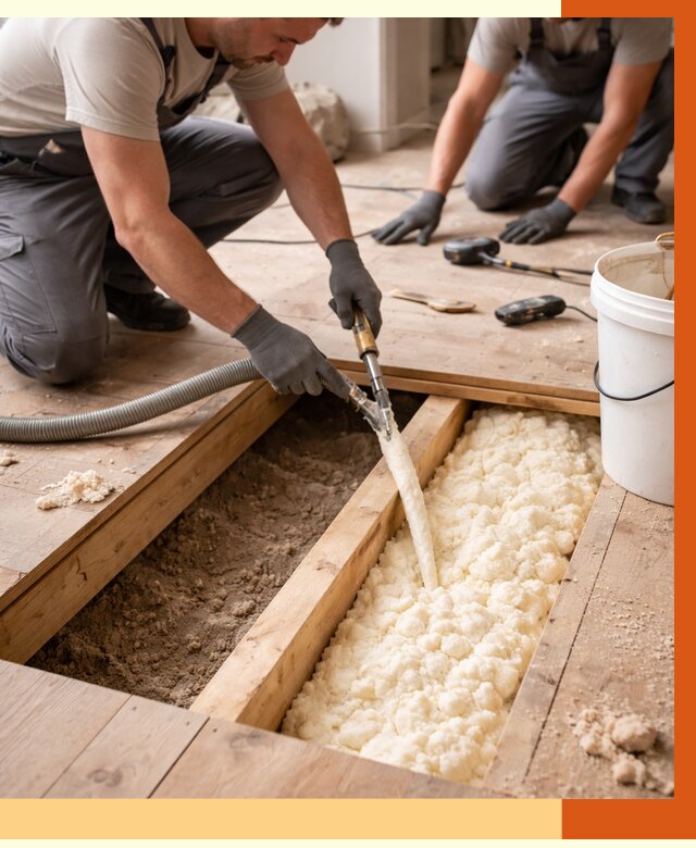 Заполнение пустот пола в Фрязино от 2804 руб. — утепление пустот пола под ключ | ТепломастерФрз