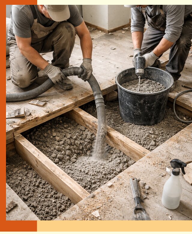 Заполнение пустот пола в Фрязино полиуретаном и пенополистиролом