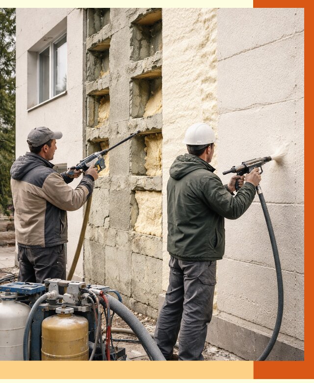 Заполнение пустот фасада в Фрязино от 4673 руб. — утепление пустот облицовки | ТепломастерФрз