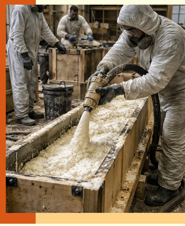 Заливка пенополиуретана в формы для утепления в Фрязино