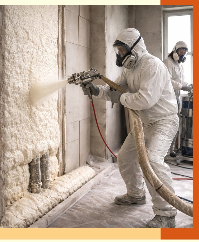 Напыление пенополиуретана в Фрязино от 7789 руб./м2 — услуги и монтаж ППУ | ТепломастерФрз