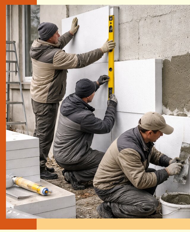 Утепление пенопластом наружных стен и фасадов в Фрязино