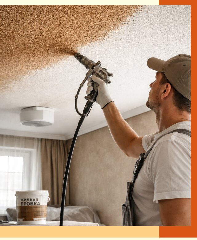 Утепление потолка жидкой пробкой в Фрязино от 3635 руб. | ТепломастерФрз