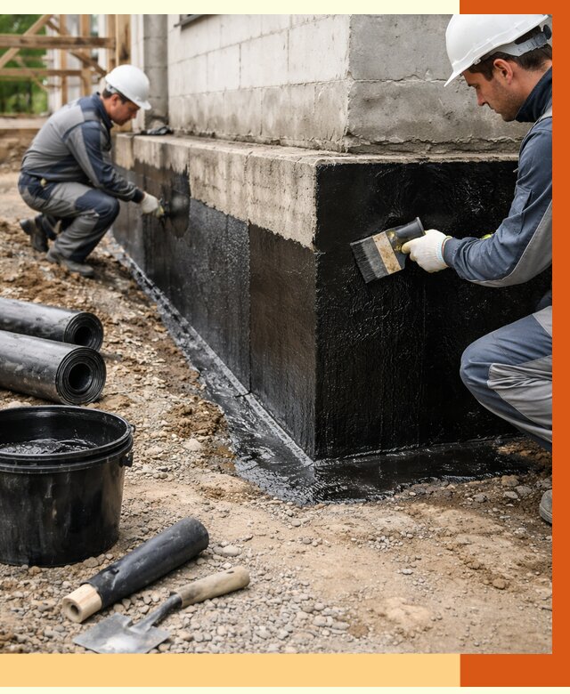 Гидроизоляция фундамента в Фрязино от 1298 руб. — профессионально, под ключ | ТепломастерФрз