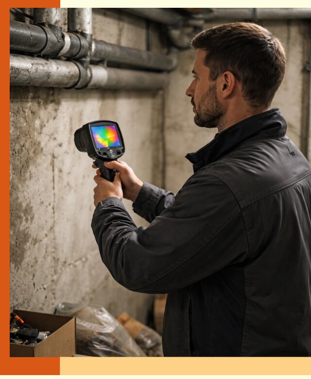 Тепловизионное обследование подвала в Фрязино для поиска утечек тепла