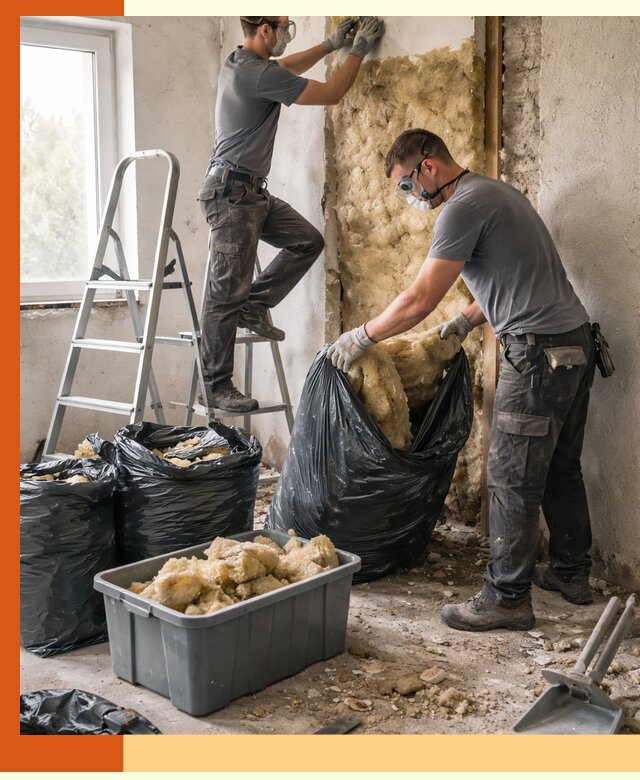 Демонтаж старого утеплителя и вывоз отходов в Фрязино