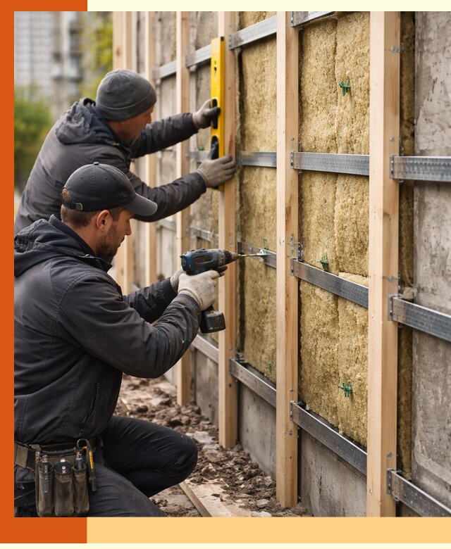 Монтаж обрешетки под утепление зданий и квартир в Фрязино